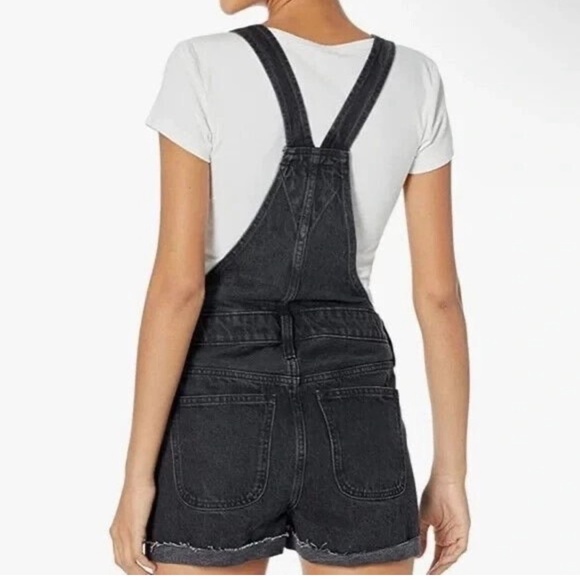 Madewell NWT Black Lightly Distressed Denim Short Overalls- Size XXS - Picture 4 of 7